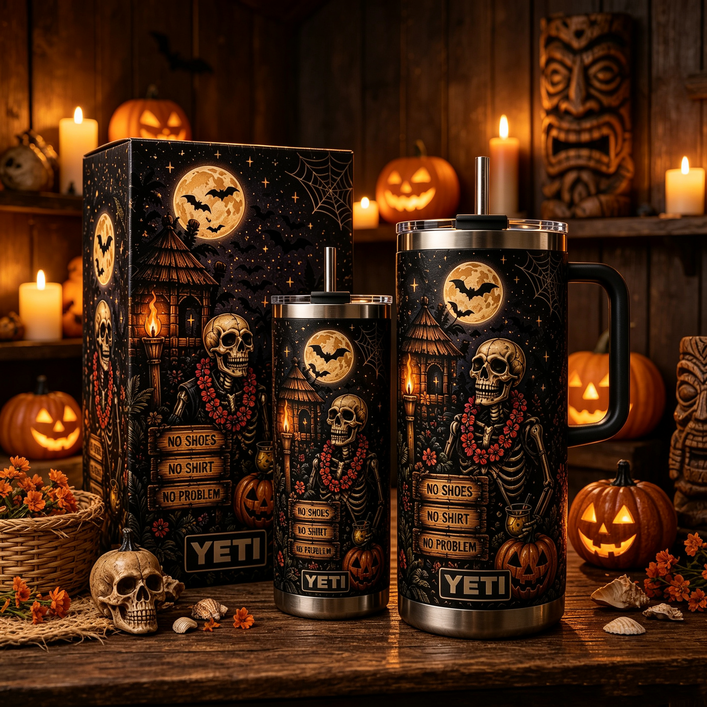 π Personalized Halloween Skull 40oz Handle Tumbler
