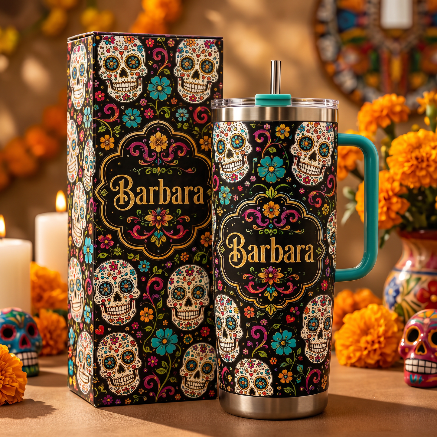 šPersonalized Sugar Skull Tumblerš