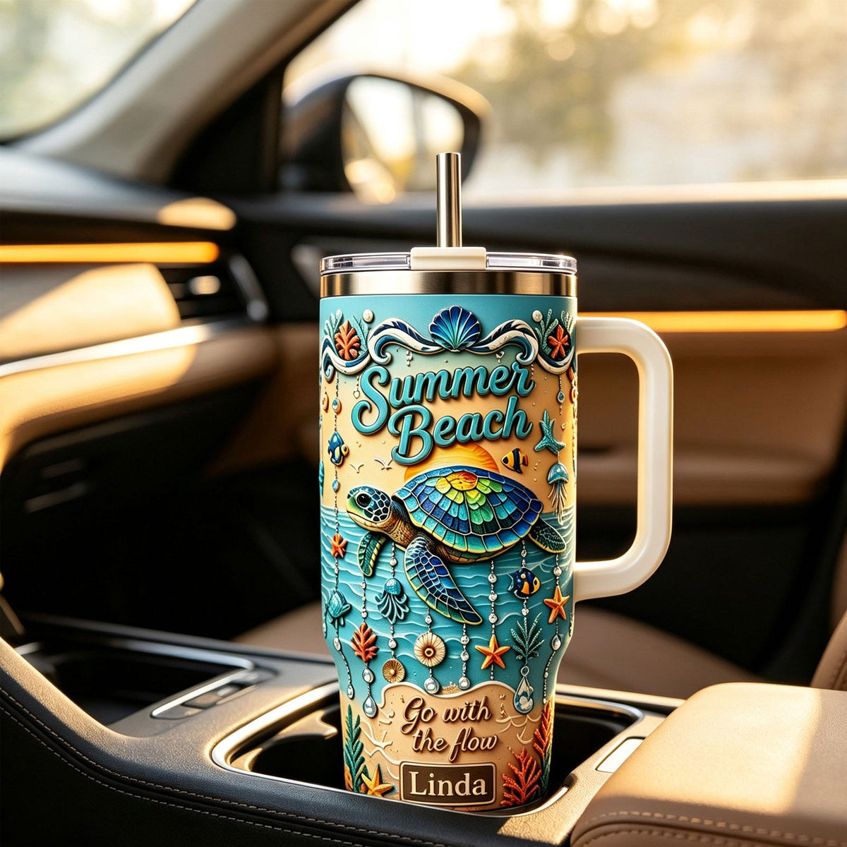 🏖️Personalized Sea Turtle Ocean Tumbler With Name🌴🌊