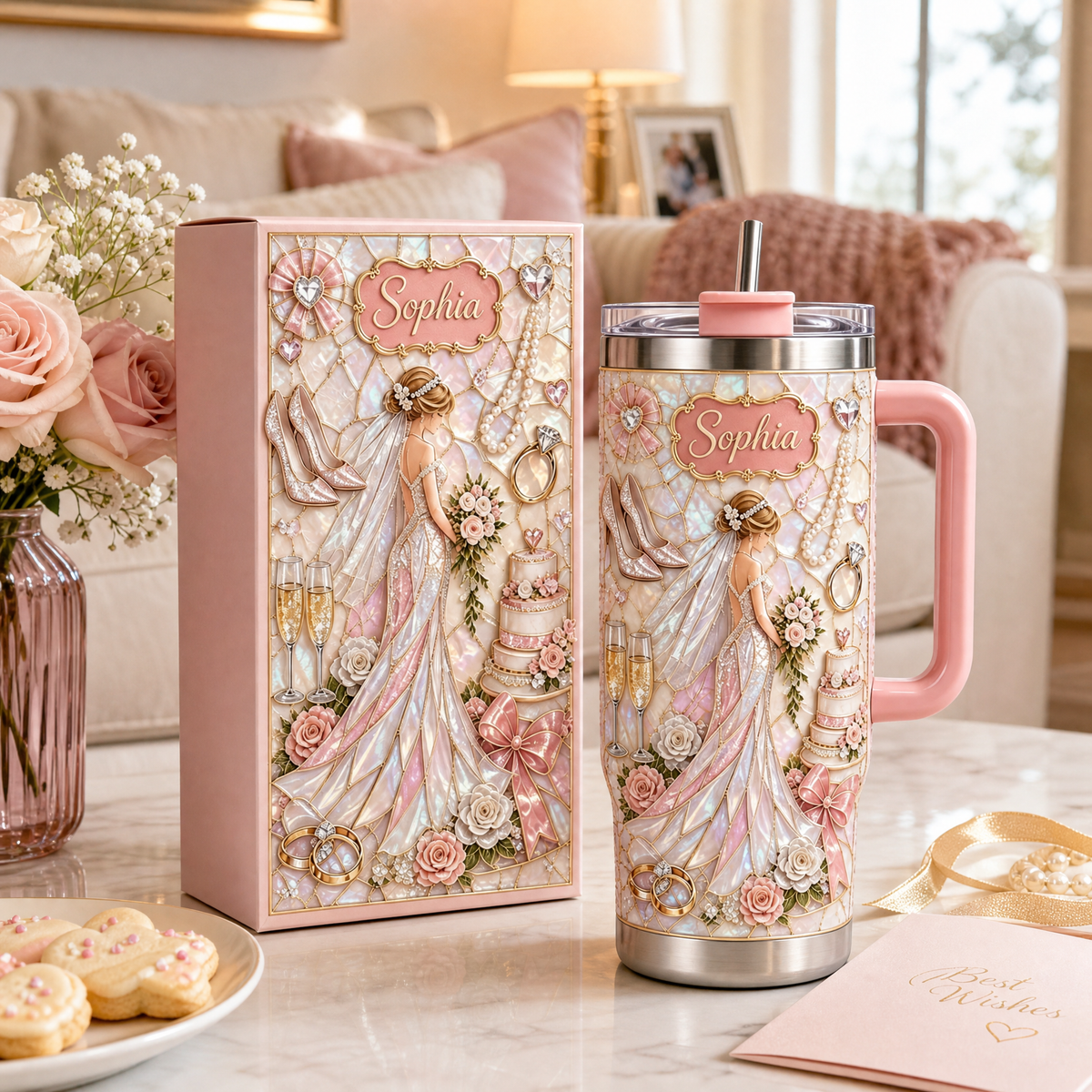 π Personalized Bride Wedding Tumbler with Gift Box