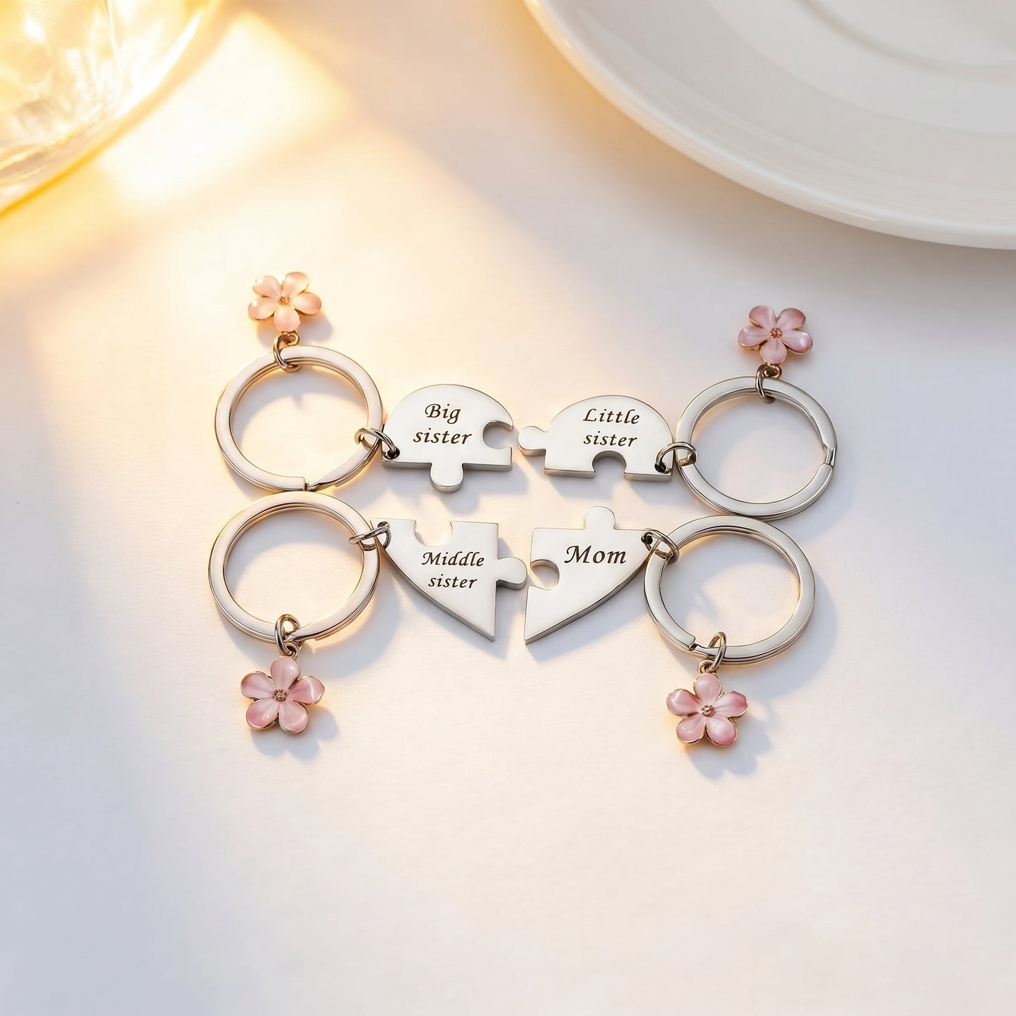 š„Limited Time OfferšMom & Sisters Heart Puzzle Keychain Set, Matching Family Gift for Mom & Daughters (2 Styles)