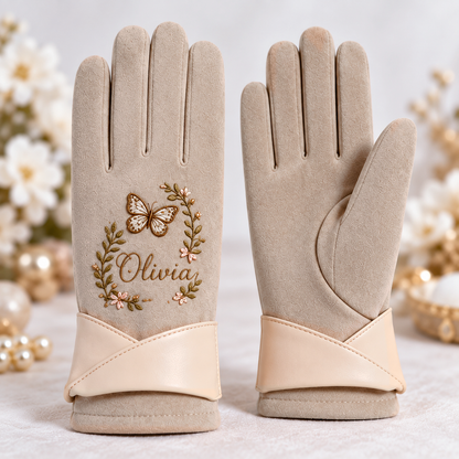Personalized Nature Suede Gloves - Custom Name