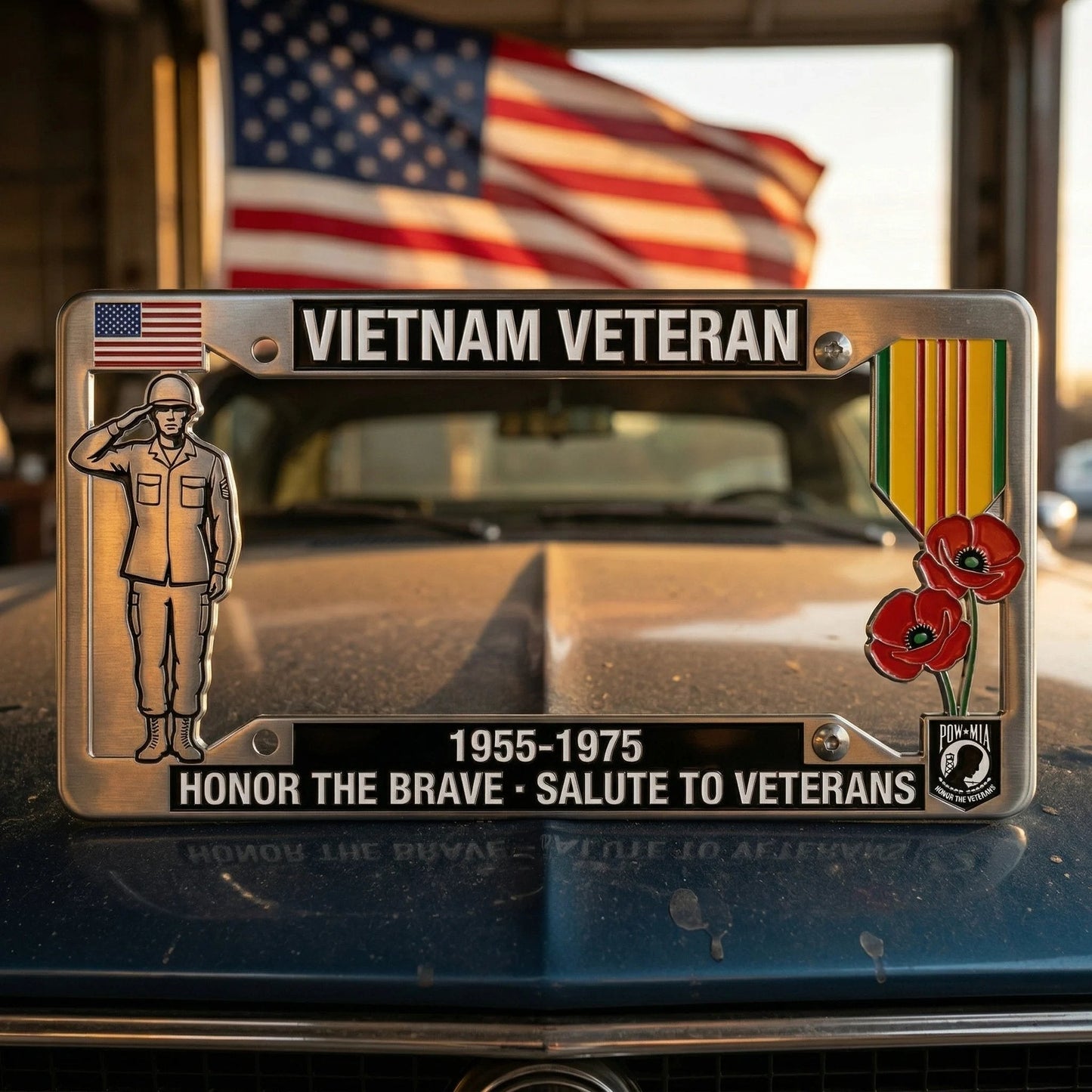🚗Vietnam Veteran Tribute License Plate Frame | Perfect for Front & Rear Use