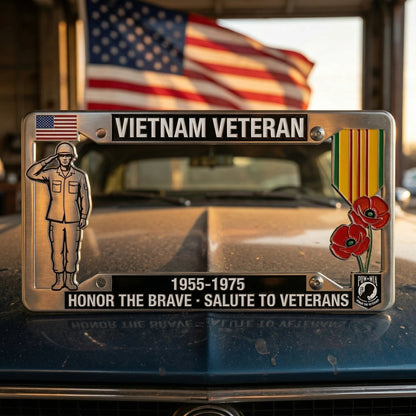 🚗Vietnam Veteran Tribute License Plate Frame | Perfect for Front & Rear Use