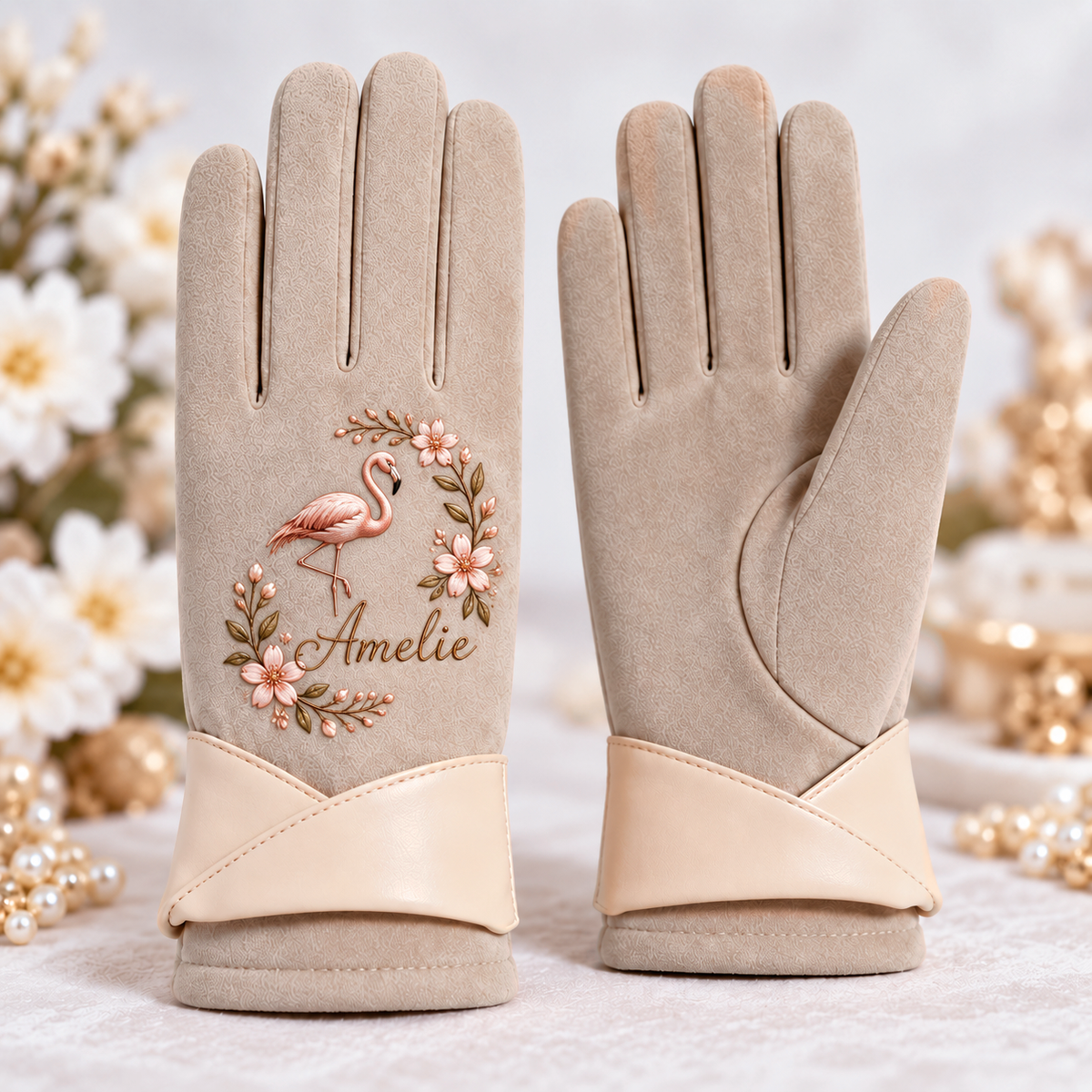 Personalized Nature Suede Gloves - Custom Name