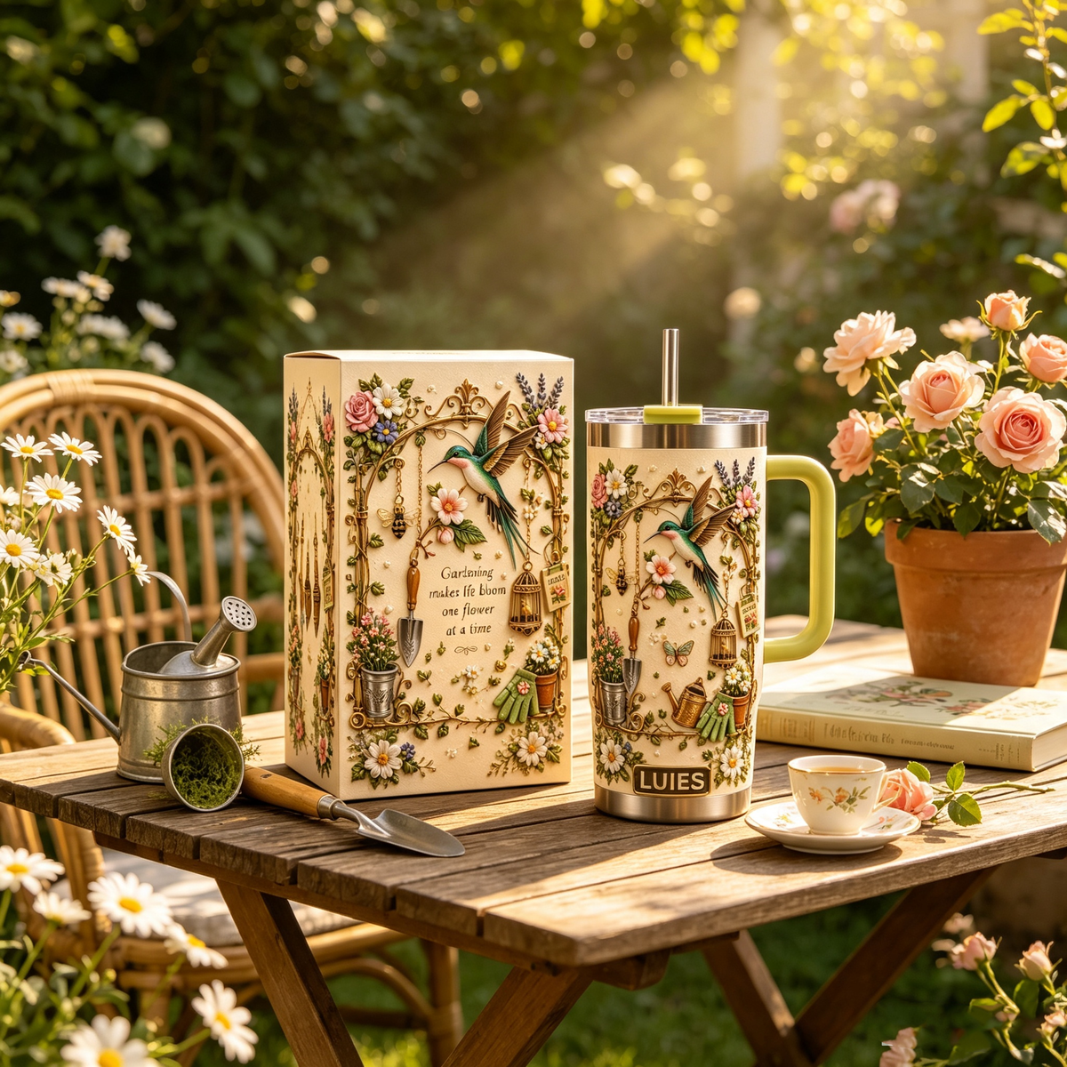 🌿 Personalized Gardening Hummingbirds&flowers Tumbler