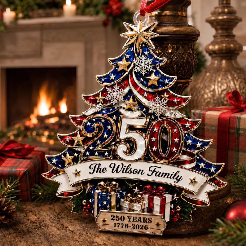 Personalized USA 250th Anniversary Christmas Ornament
