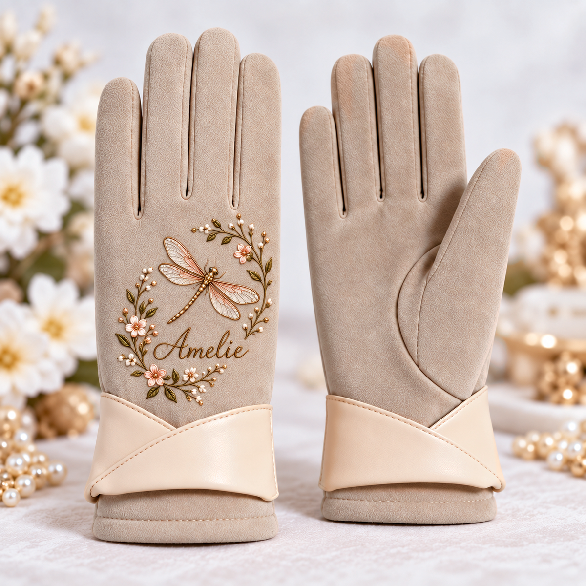 Personalized Nature Suede Gloves - Custom Name