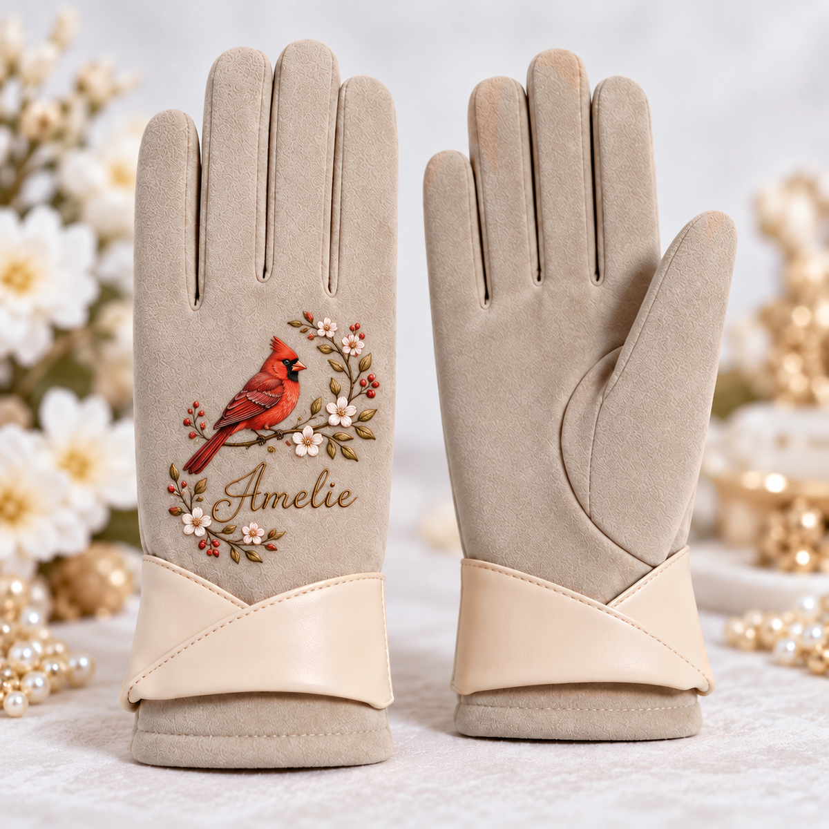 Personalized Nature Suede Gloves - Custom Name