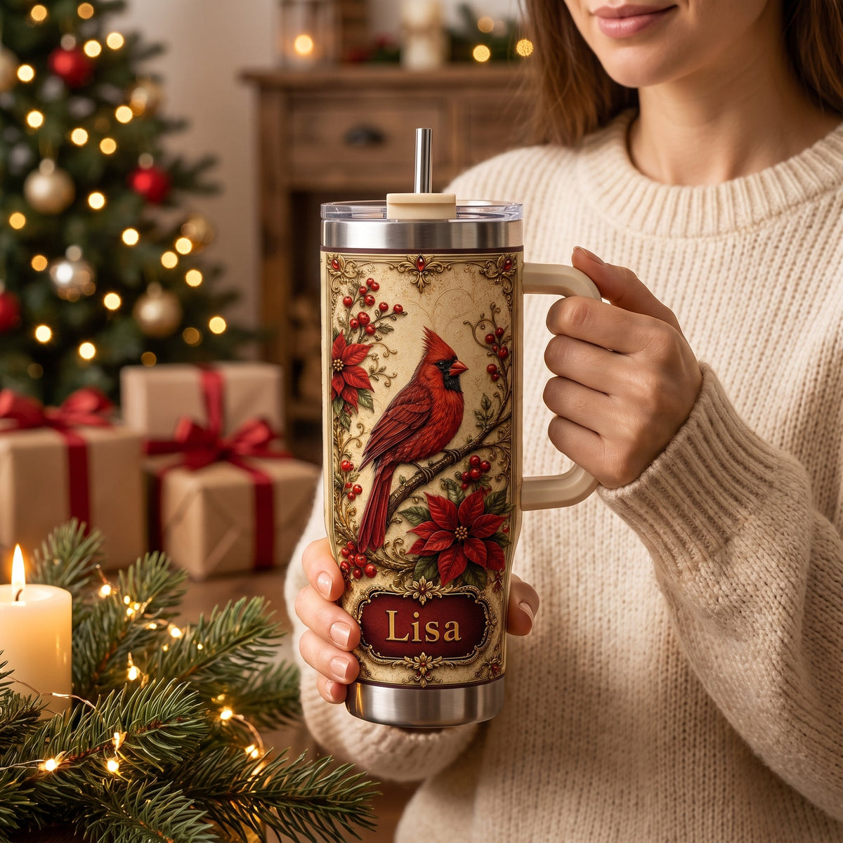 Personalized Cardinal Memorial Gift Tumbler For Women🐦