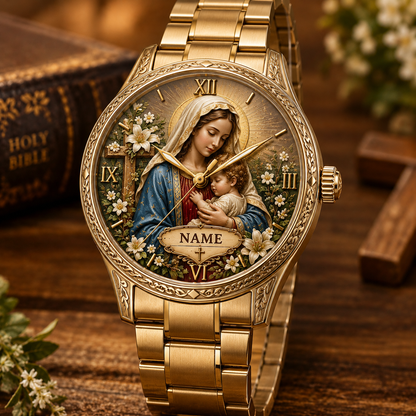 ✝️ Personalized Christian Watch – Custom Name Faith-Inspired Gold Watch