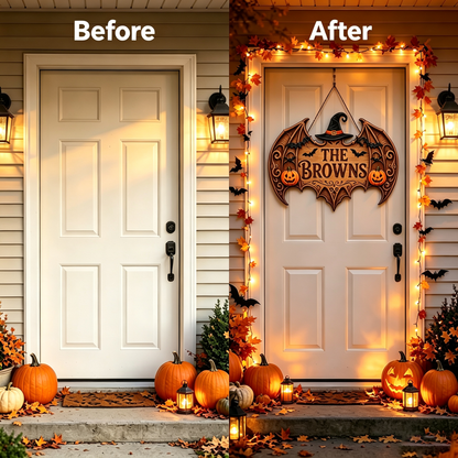 Spooky Personalized Family Name Halloween Door Sign