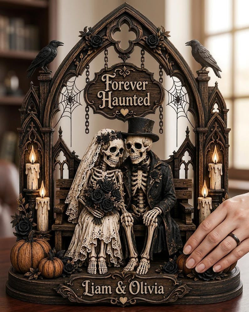 Custom Skull Bride And Groom Anniversary Gift