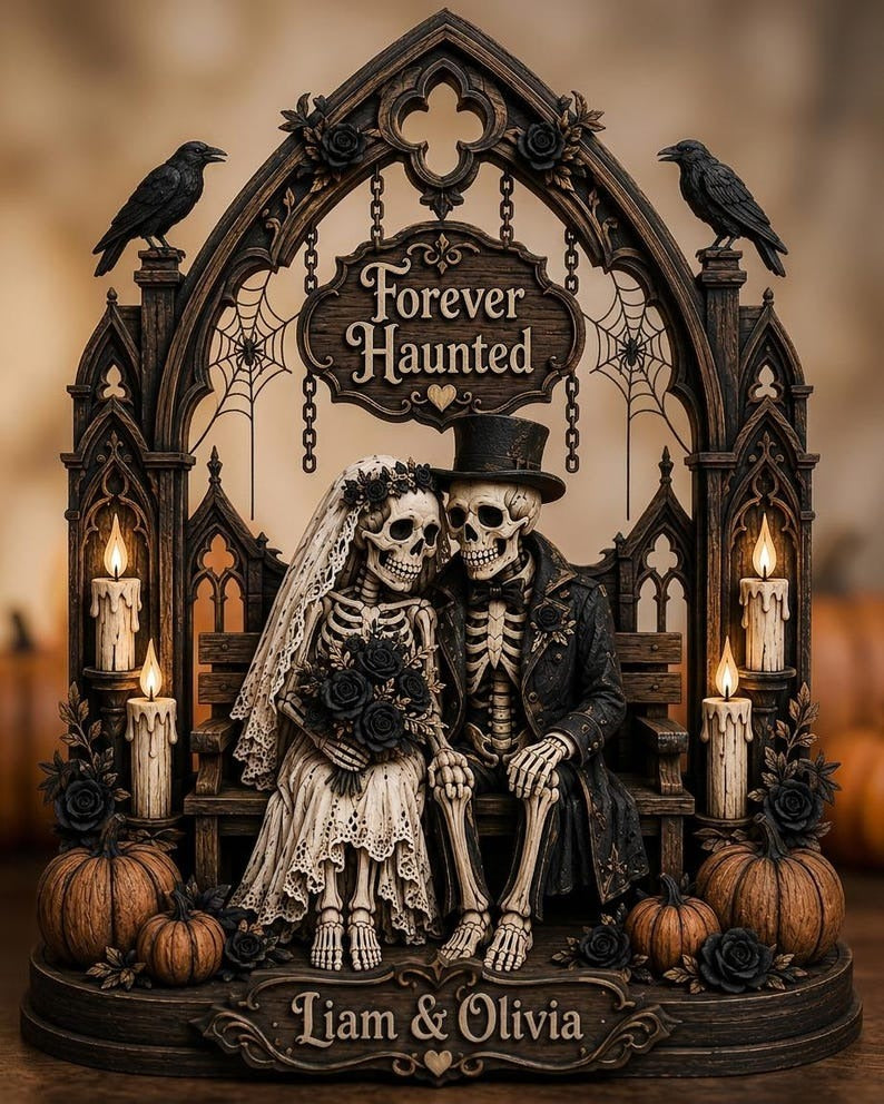 Custom Skull Bride And Groom Anniversary Gift