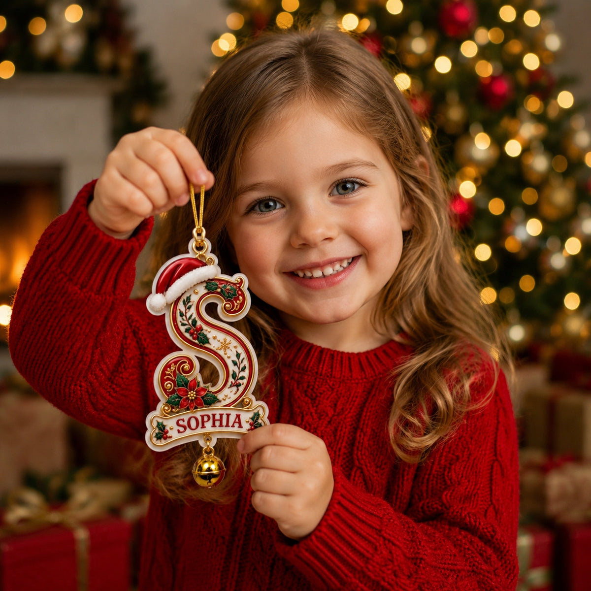 Personalized Christmas Initial Ornament – Custom Name & Family Keepsake