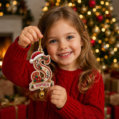 Personalized Christmas Initial Ornament – Custom Name & Family Keepsake
