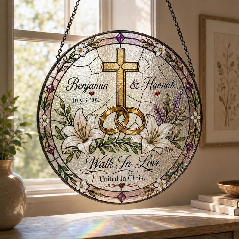 ✝️ Personalized Christian Wedding Suncatcher