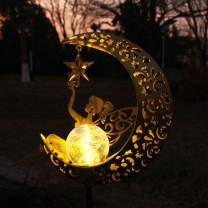 🔥Limited-time 50% discount🌙Fairy on Moon Solar Garden Stake Lights, Crackle Glass LED Outdoor Decor (3 Styles)