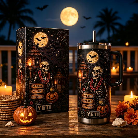 🎃 Personalized Halloween Skull 40oz Handle Tumbler