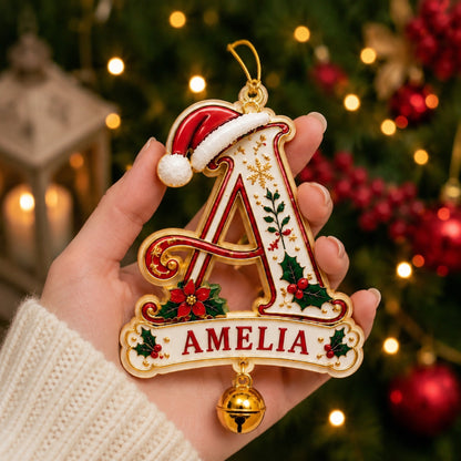 Personalized Christmas Initial Ornament – Custom Name & Family Keepsake