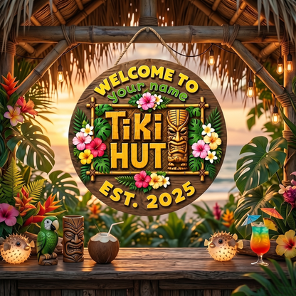 Personalized Welcome To Tiki Lounge Sign 2D Printing