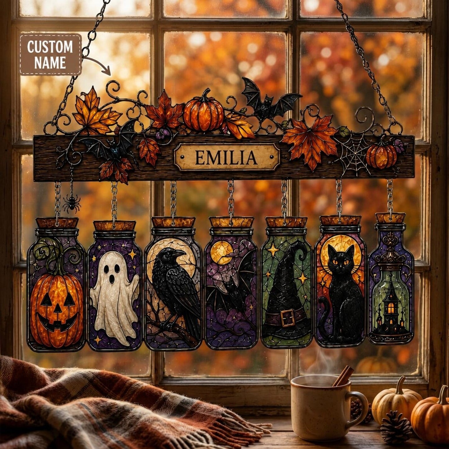 Personalized Halloween Window Decoration