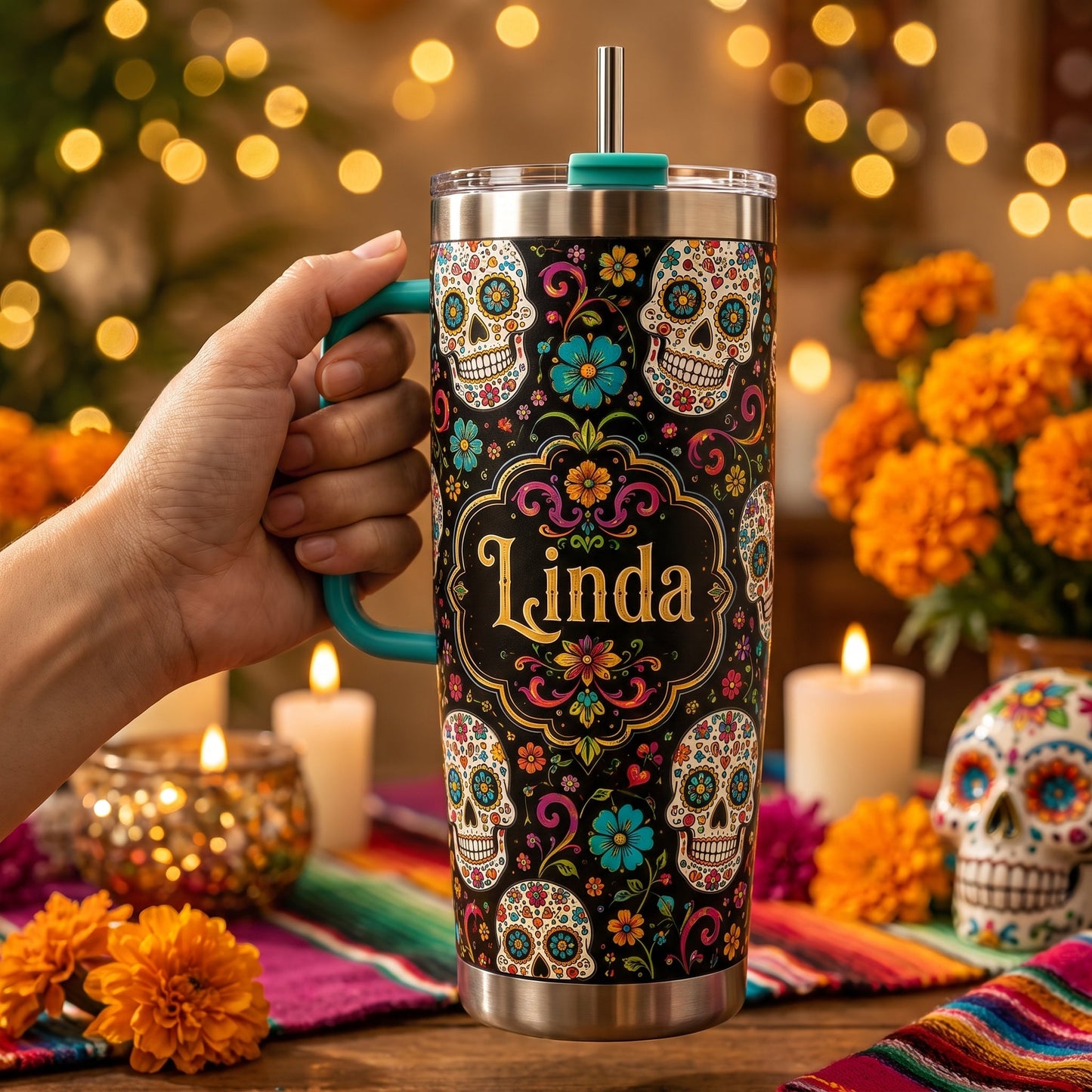 💀Personalized Sugar Skull Tumbler🎁