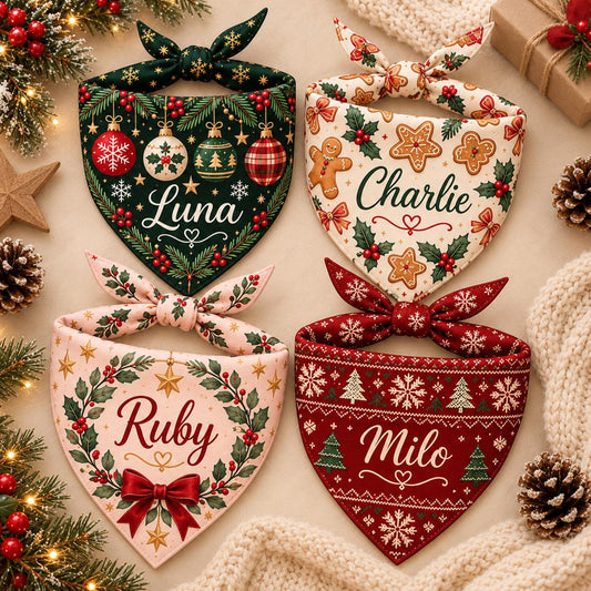Personalized Christmas Pet Bandana • Because They’re Family, Too 🎄