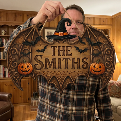 Spooky Personalized Family Name Halloween Door Sign
