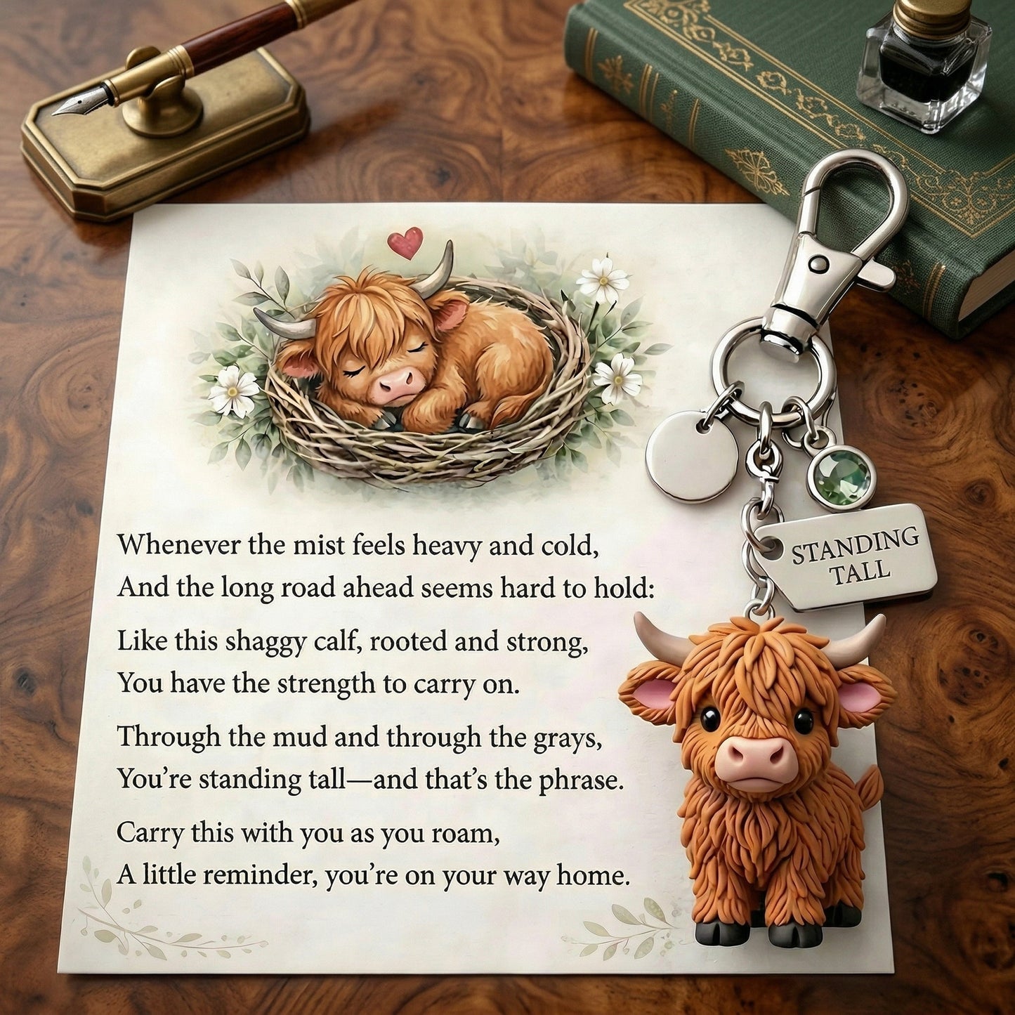 🐮❤️A Little Highland Cow For You Keychain: Your Daily Reminder of Quiet Strength