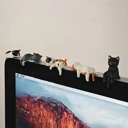 ⏰🔥LAST DAY 49% OFF - Hand-Painted Mini Cat Desk Figurines 😺 Set of 5 Cute Cartoon Kitty Companions