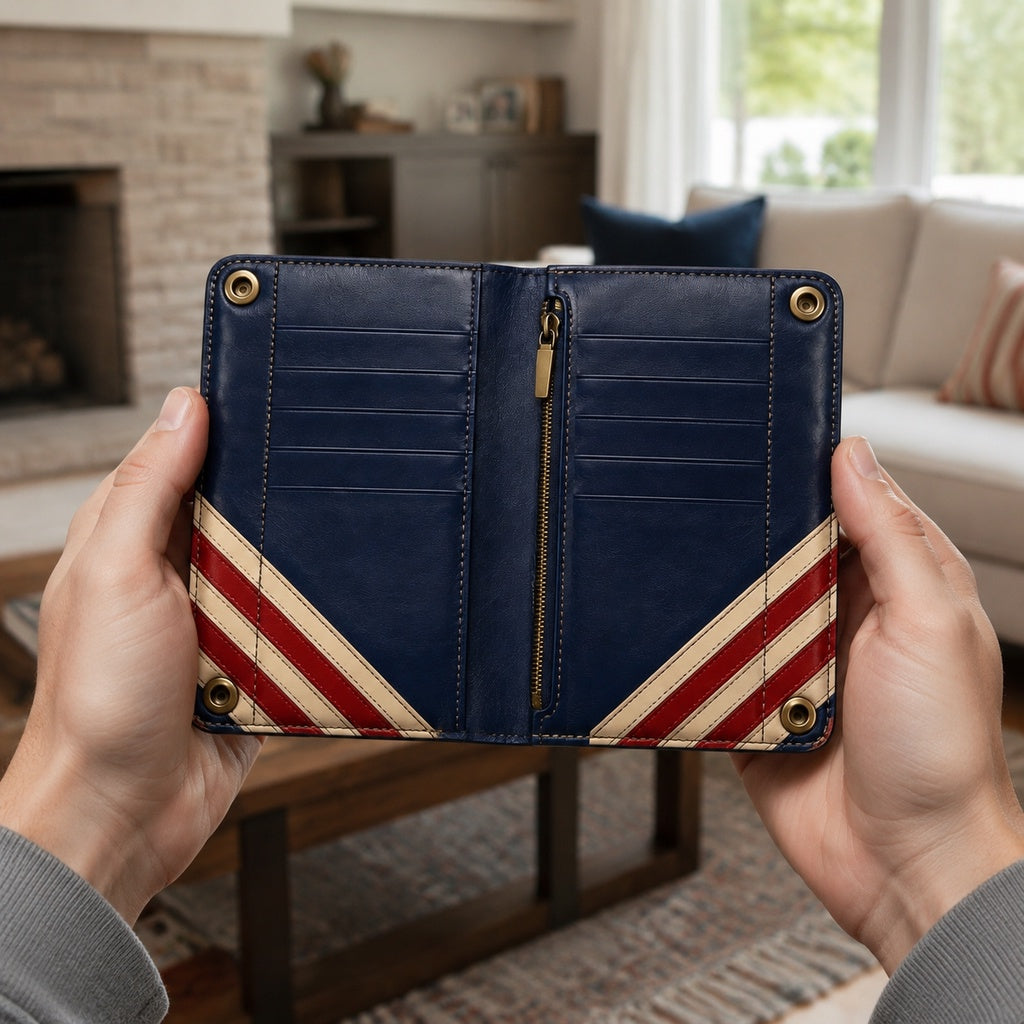 🦅Custom Name Patriotic Eagle Wallet 🇺🇸 Personalized Leather Wallet for Men