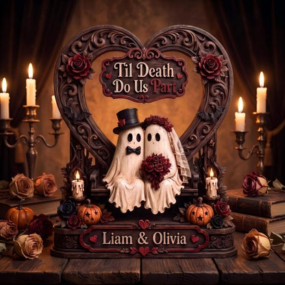 Personalized Till Death Do Us Part Ghost Couple Wooden Block