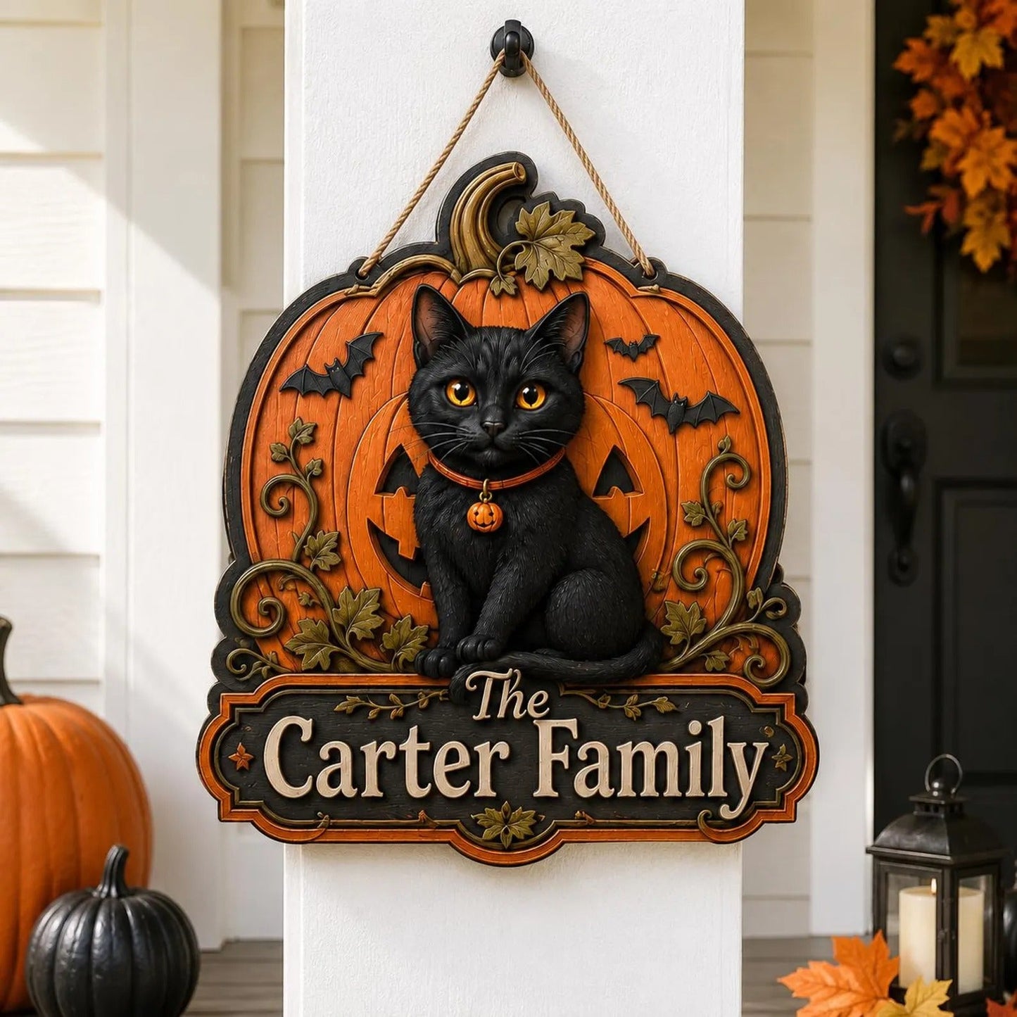 Personalized Pet Name Door Hanger, Halloween Decor Gift