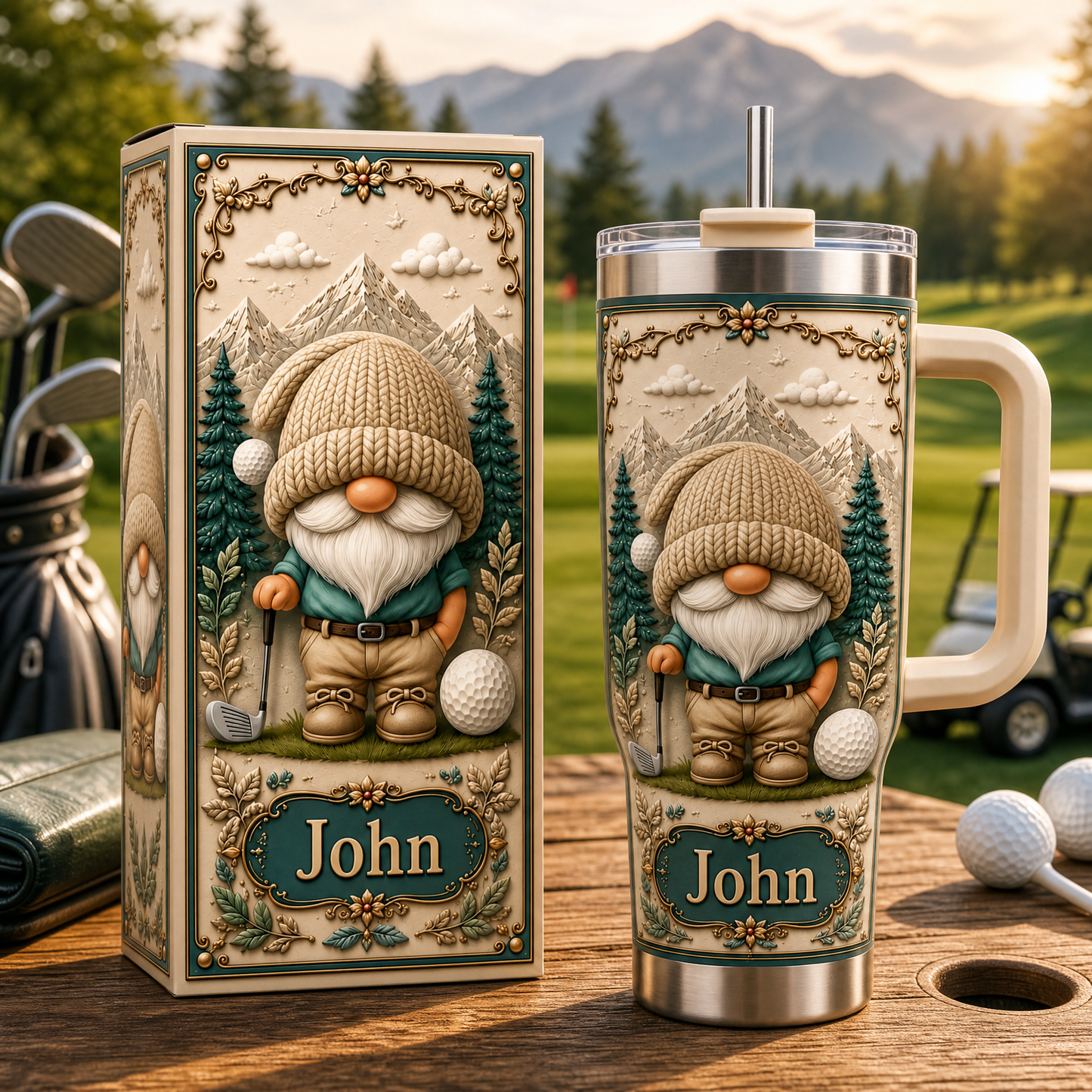 Personalized Golf Gnome Tumbler – Custom Name Gift for Golf Lovers
