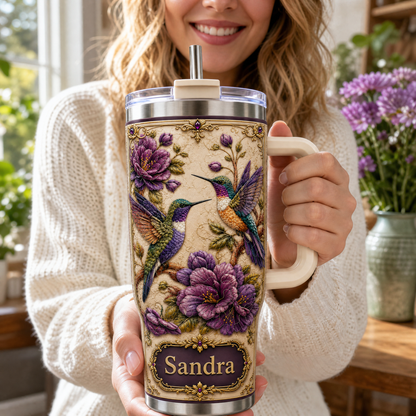 🔥Personalized Hummingbird & Purple Flower Tumbler