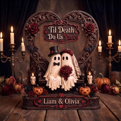 Personalized Till Death Do Us Part Ghost Couple Wooden Block