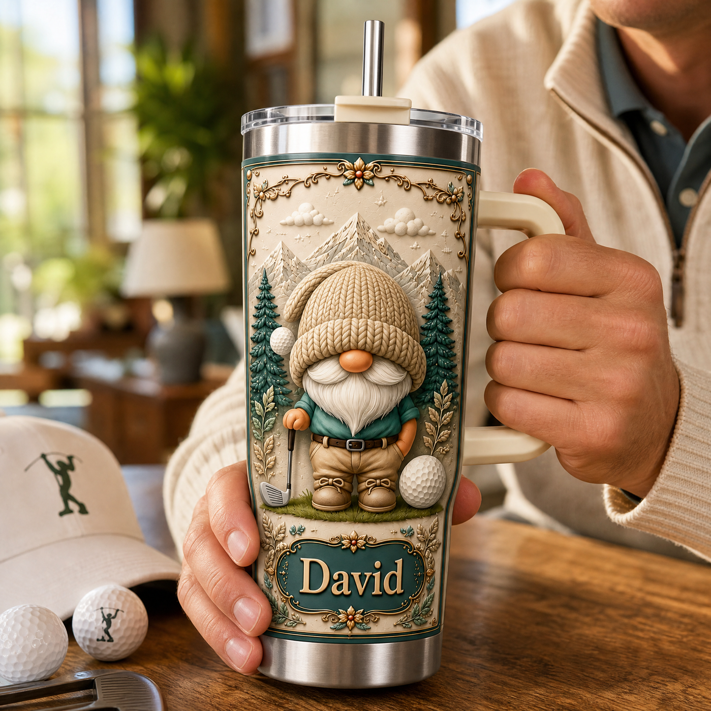 Personalized Golf Gnome Tumbler – Custom Name Gift for Golf Lovers