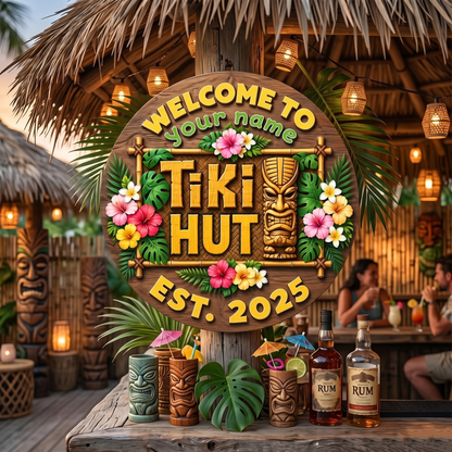 Personalized Welcome To Tiki Lounge Sign 2D Printing