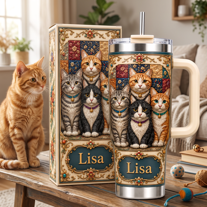 Personalized Cat Lover Tumbler – Custom Name Cat Mom Gift Cup