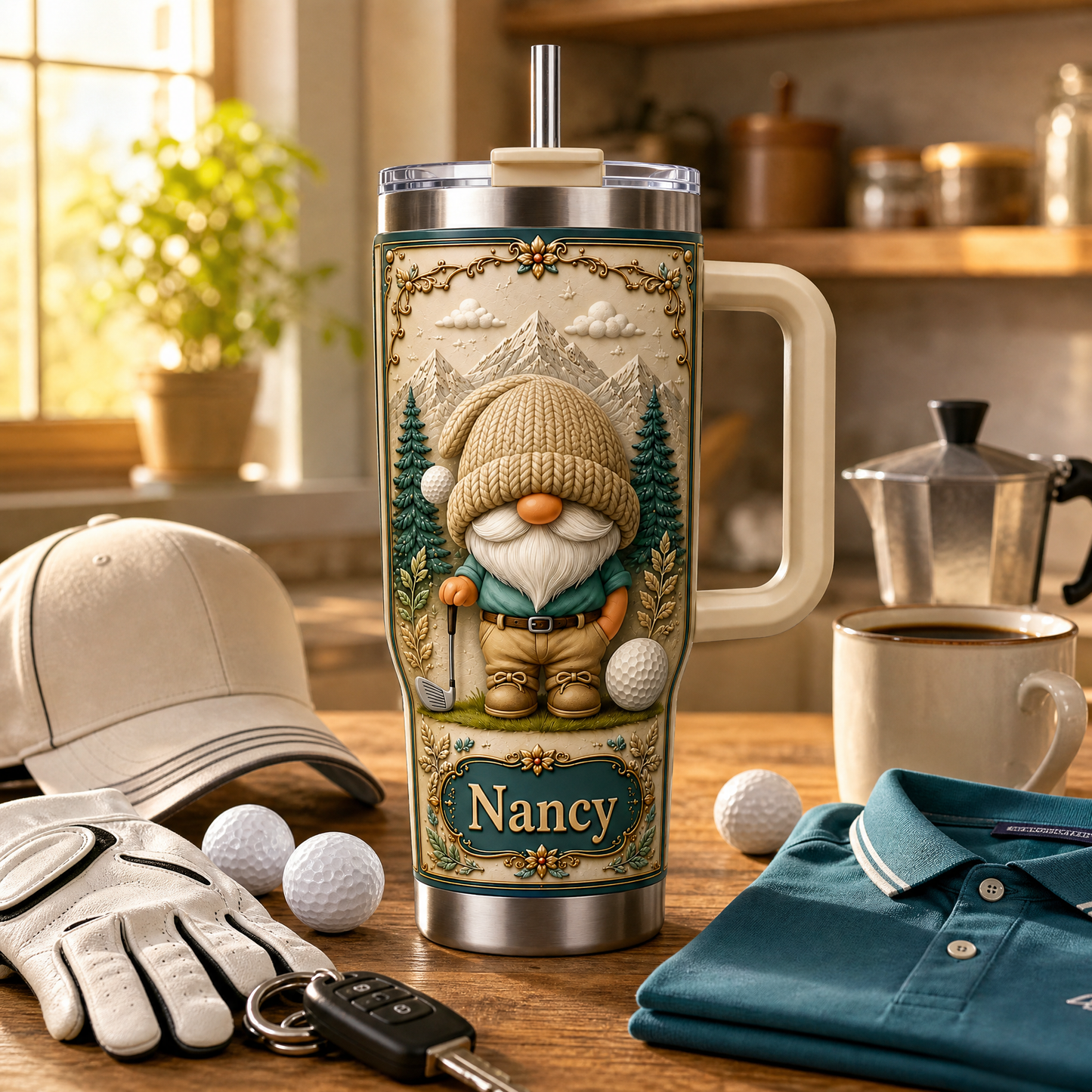 Personalized Golf Gnome Tumbler – Custom Name Gift for Golf Lovers