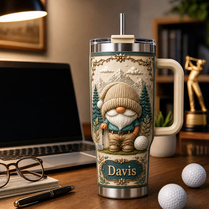 Personalized Golf Gnome Tumbler – Custom Name Gift for Golf Lovers