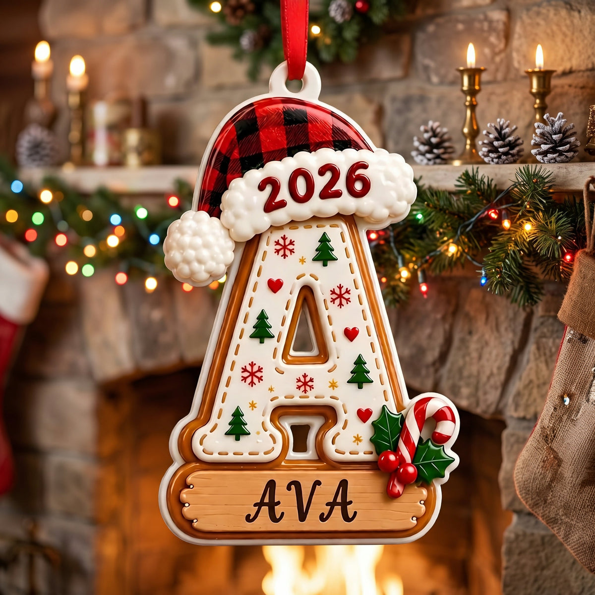 🎄 Personalized Initial Christmas 3D Relief Ornament