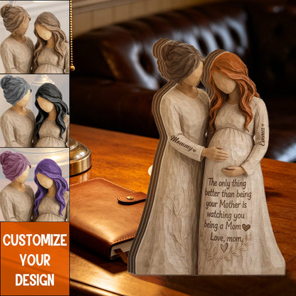 Personalized Pregnant Mom Figurine, Mother Daughter Sculpture