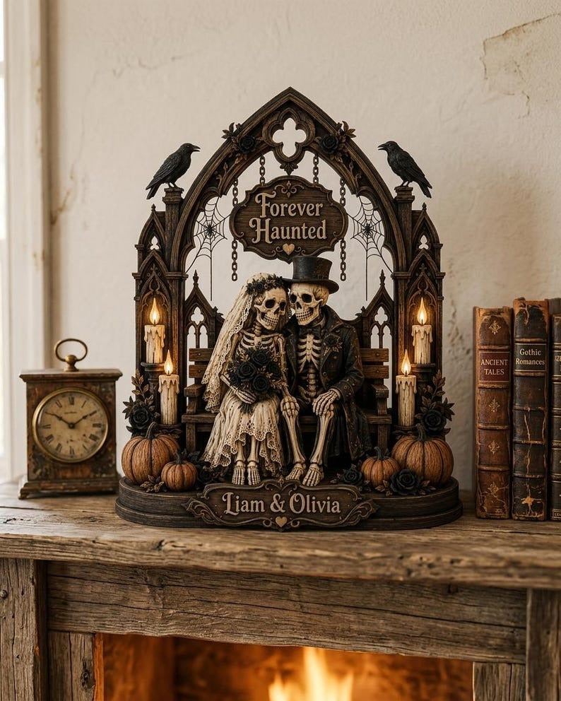 Custom Skull Bride And Groom Anniversary Gift