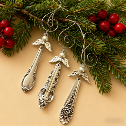 🌟 Vintage Silverware Angel Christmas Ornament🏡