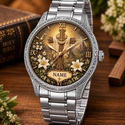✝️ Personalized Christian Watch – Custom Name Faith-Inspired Gold Watch