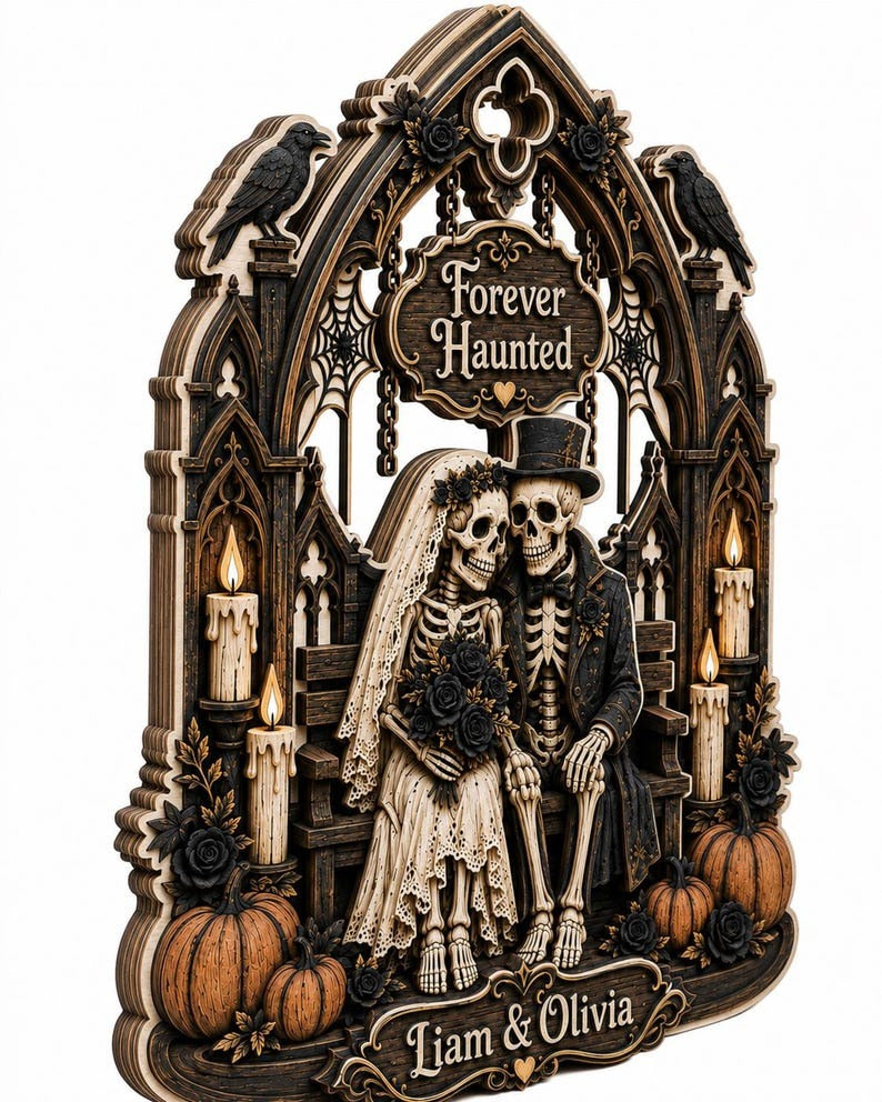 Custom Skull Bride And Groom Anniversary Gift
