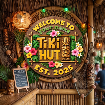 Personalized Welcome To Tiki Lounge Sign 2D Printing
