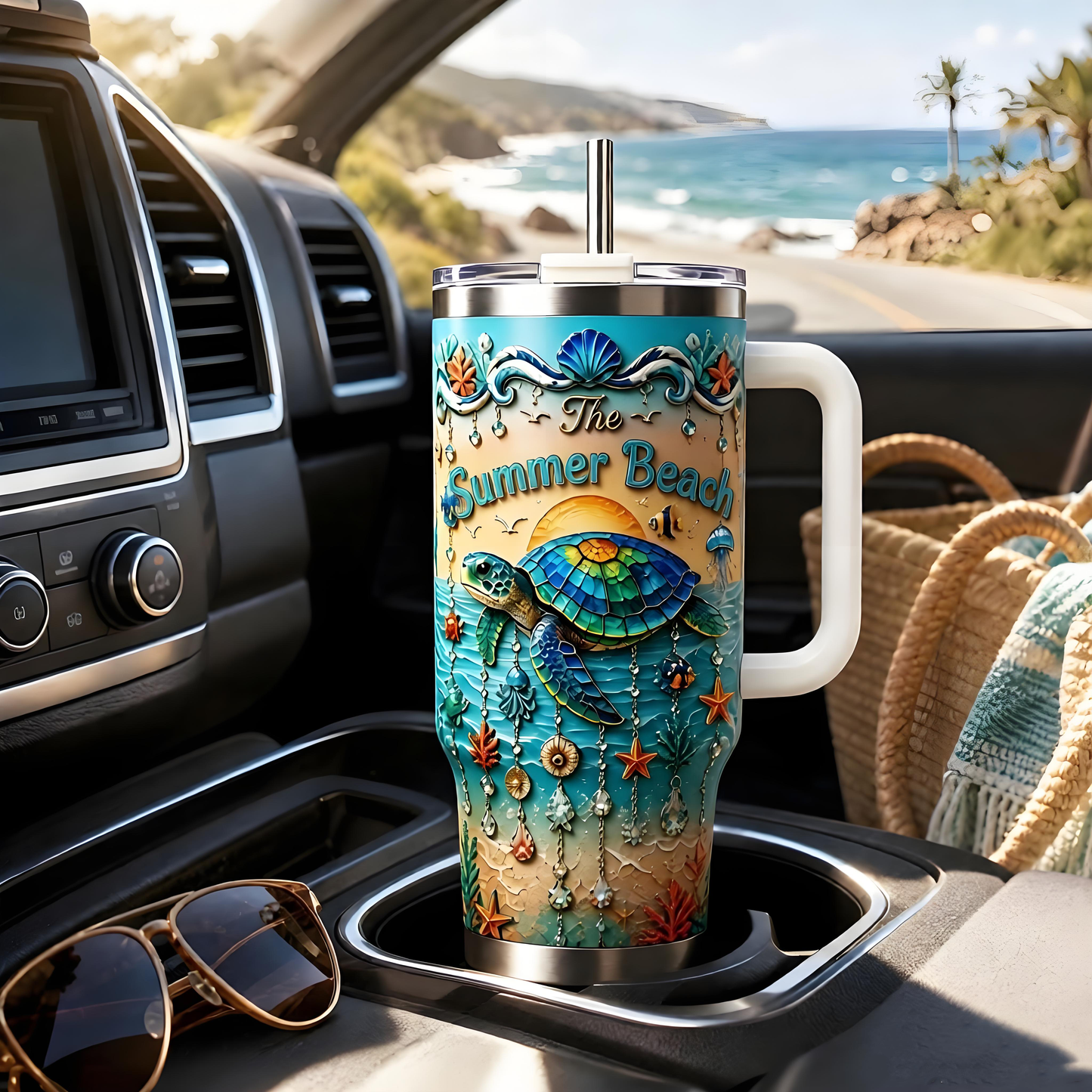 🏖️Personalized Sea Turtle Ocean Tumbler With Name🌴🌊